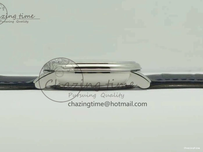 0514 Fashionable De Ville Prestige Real Power Reserve SS TW 1:1 Best Edition White Dial Blue Markers On Leather Strap A 8094